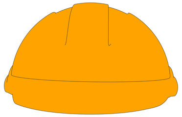 Industrial orange hard hat. Front view. Vector illustration