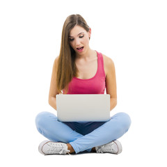 Naklejka premium Woking with a laptop