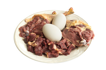 Goose meat and eggs