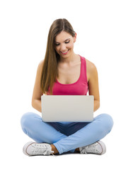 Naklejka premium Woking with a laptop