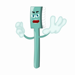 Angry Cartoon Toothbrush Dentist Children Kids Comic