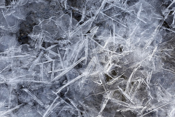 texture of ice on the river