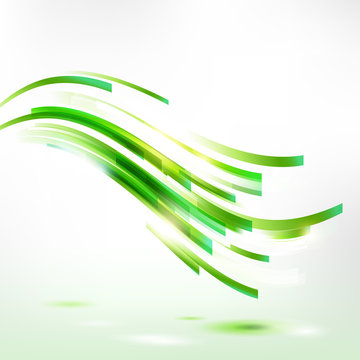 Abstract spring wave, living green lines illustration