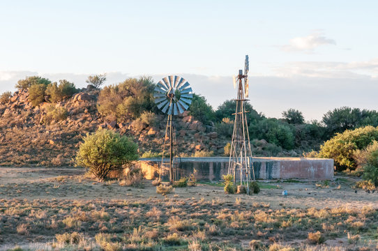 Sunset farm scene between Noupoort and Colesberg, South Africa