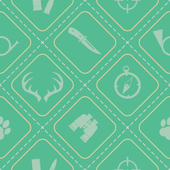 Seamless background with hunting icons