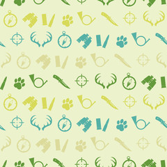 Seamless background with hunting icons