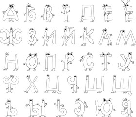 Coloring page funny alphabet
