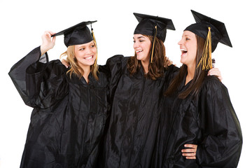 Graduation: Female Graduates Cheering Together