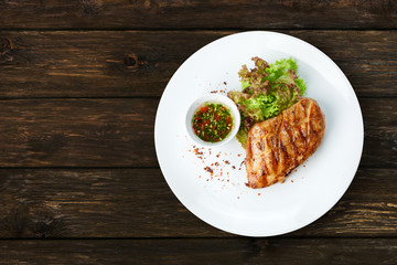 Restaurant food - chicken fillet grilled steak