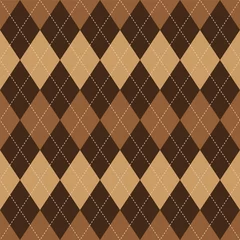 Wall murals Brown Argyle pattern brown rhombus seamless texture