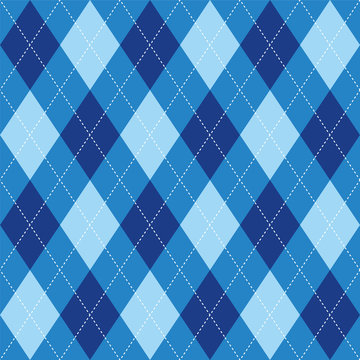 Argyle Pattern Blue Rhombus Seamless Texture