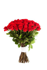Obraz premium Big bouquet of red roses isolated on white background