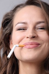 woman and stop smoking cigarette