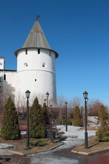 Fototapeta na wymiar Southeast round tower of Kazan Kremlin. Tatarstan, Russia