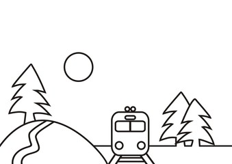 landscape and train, template, landscape, vector illustration