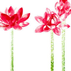 Vector background with red watercolor lotus