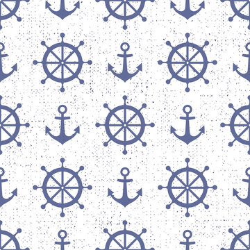 Cute nautical background. Navy vector seamless pattern