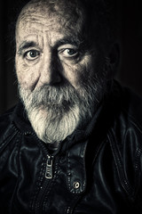 Very old homeless senior man portrait - 80809720