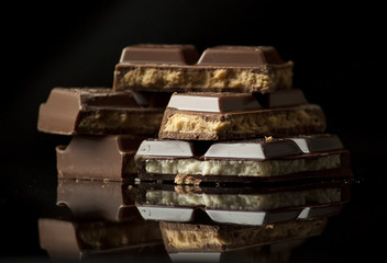 Close up of bars of chocolate