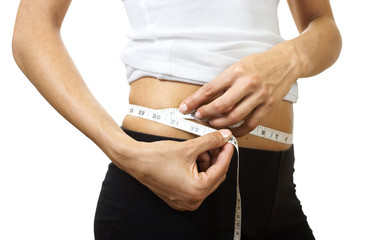 Woman measuring the hips