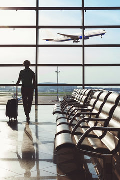 beautiful young woman at the airport