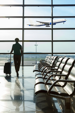 beautiful young woman at the airport