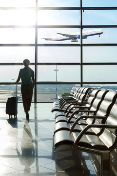 beautiful young woman at the airport