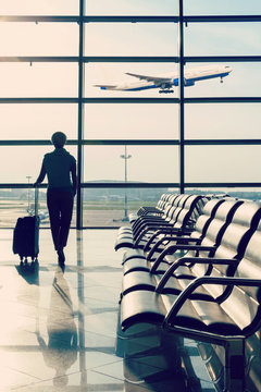 beautiful young woman at the airport