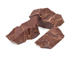 Chocolate pieces isolated on white background