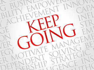Keep going word cloud, business concept