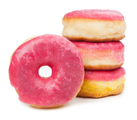 Fresh donuts isolated on white background
