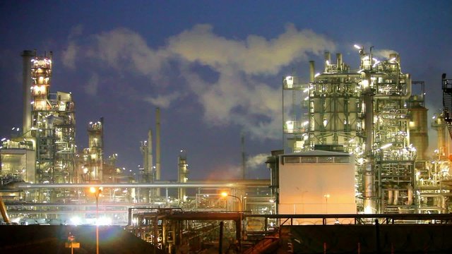 Oil refinery at night, Industry