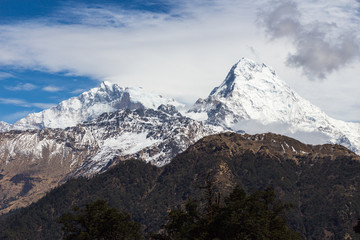Panorama of the Himalayas in Nepal spring