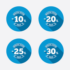Sale discount icons. Special offer price signs.