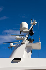 Communication tower on yacht.