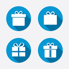 Gift box sign icon. Present symbol.