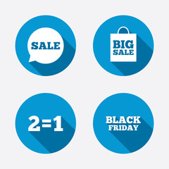 Sale speech bubble icons. Black friday symbol
