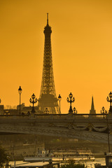 View Of Eiffel Tower At Sunset