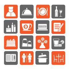Silhouette Restaurant, cafe and bar icons