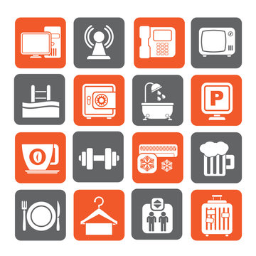 Silhouette Hotel Amenities Services Icons
