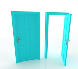 Closed and Open Doors Isolated