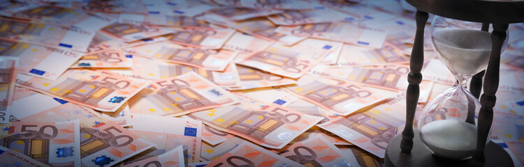 timer euro - loan concept - with empty defocus space for text