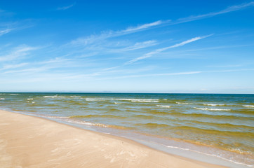 Beautiful sandy beach near Leba, Baltic Sea, Poland