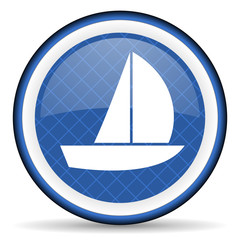 yacht blue icon sail sign