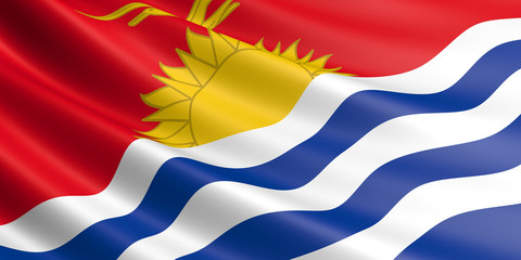 Kiribati flag fluttering in the wind.