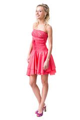 portrait of a beautiful girl in dress isolated on white