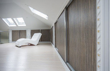 Spacious interior in the attic