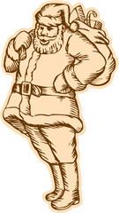 Santa Claus Father Christmas Standing Etching