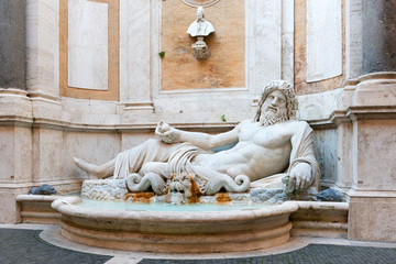 Fountain of River God Marforio, courtyard of Capitoline Museum