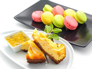 Set of international dishes arranged for catering, studio shot